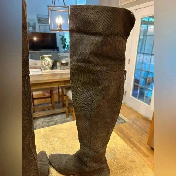 Seychelles Anthropologie Brown Victory Croc Over Knee Boots - Picture 7 of 15
